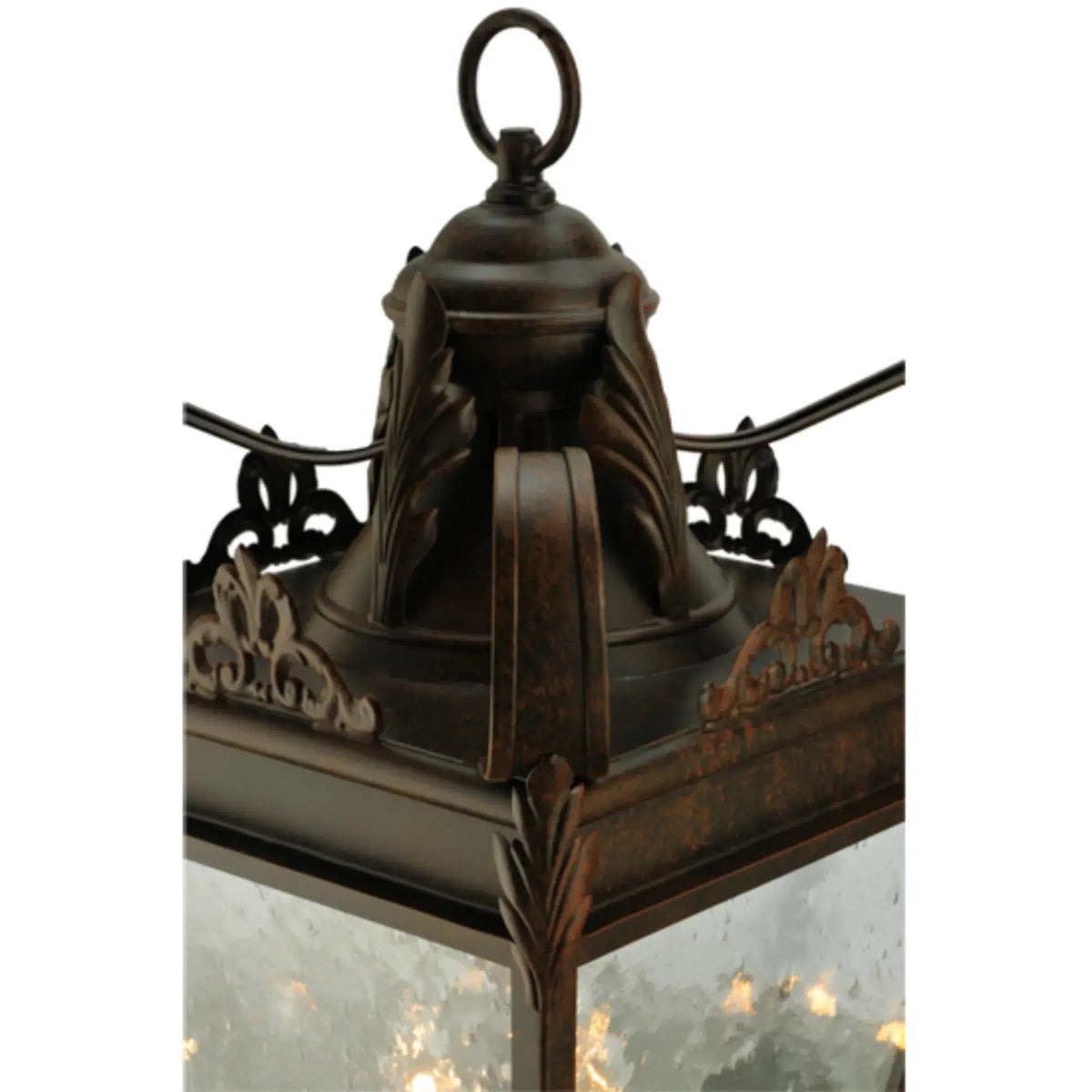 12.5"Sq Verona Post Mount – Gilded Tobacco – Clear Seeded Glass – Damp-Rated – Meyda Lighting Meyda Lighting