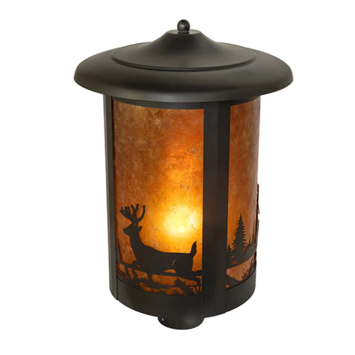 12" Wide Fulton Deer Creek Post Mount – Craftsman Brown – Amber Mica – Wet-Rated – Meyda Lighting Meyda Lighting