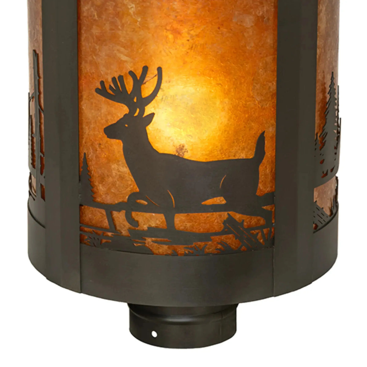 12" Wide Fulton Deer Creek Post Mount – Craftsman Brown – Amber Mica – Wet-Rated – Meyda Lighting Meyda Lighting