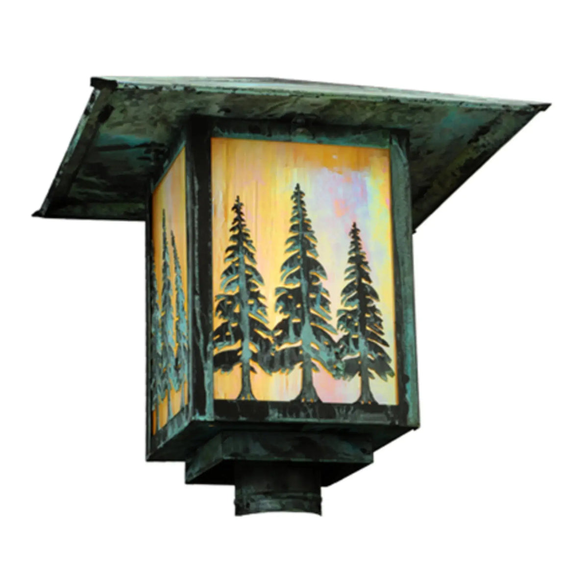 16" Square Seneca Tall Pines Post Mount – Verdigris – Wet-Rated – Meyda Lighting Meyda Lighting
