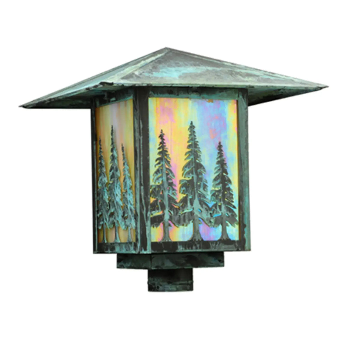 16" Square Seneca Tall Pines Post Mount – Verdigris – Wet-Rated – Meyda Lighting Meyda Lighting