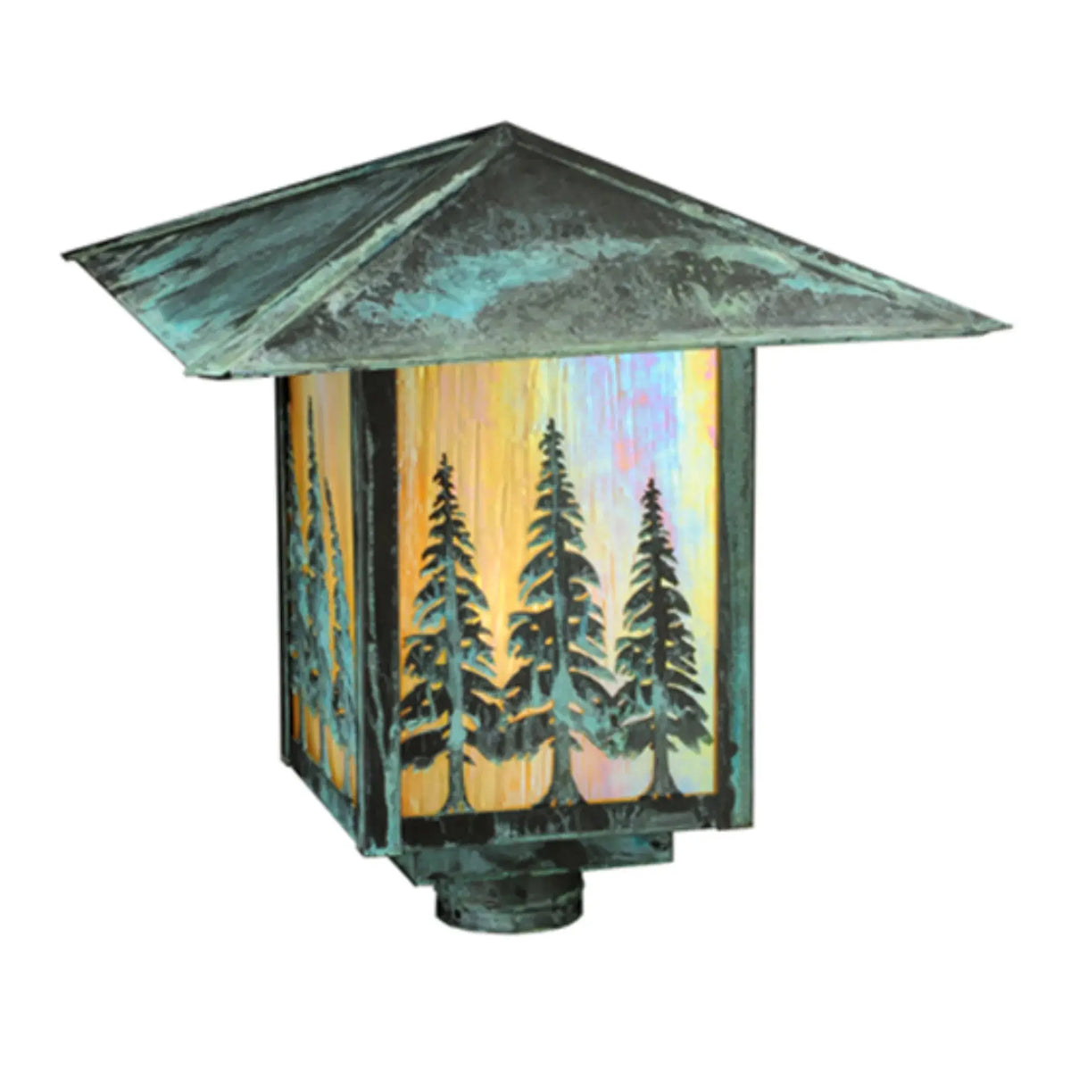16" Square Seneca Tall Pines Post Mount – Verdigris – Wet-Rated – Meyda Lighting Meyda Lighting