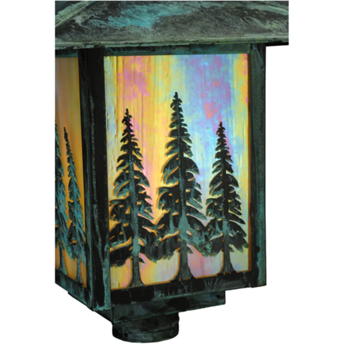 16" Square Seneca Tall Pines Post Mount – Verdigris – Wet-Rated – Meyda Lighting Meyda Lighting