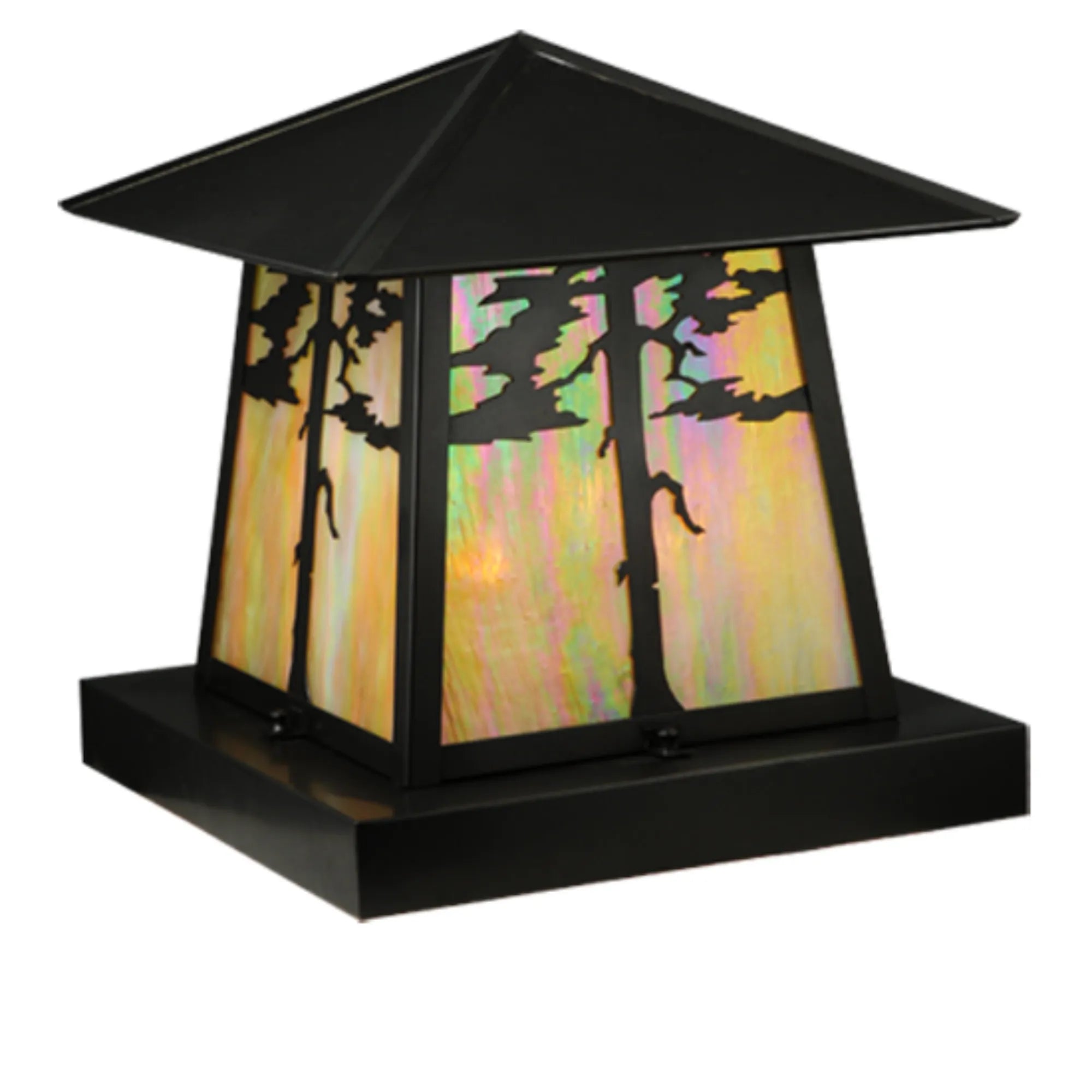 16"Sq Stillwater Tamarack Pier Mount – Craftsman Brown – Wet-Rated – Meyda Lighting