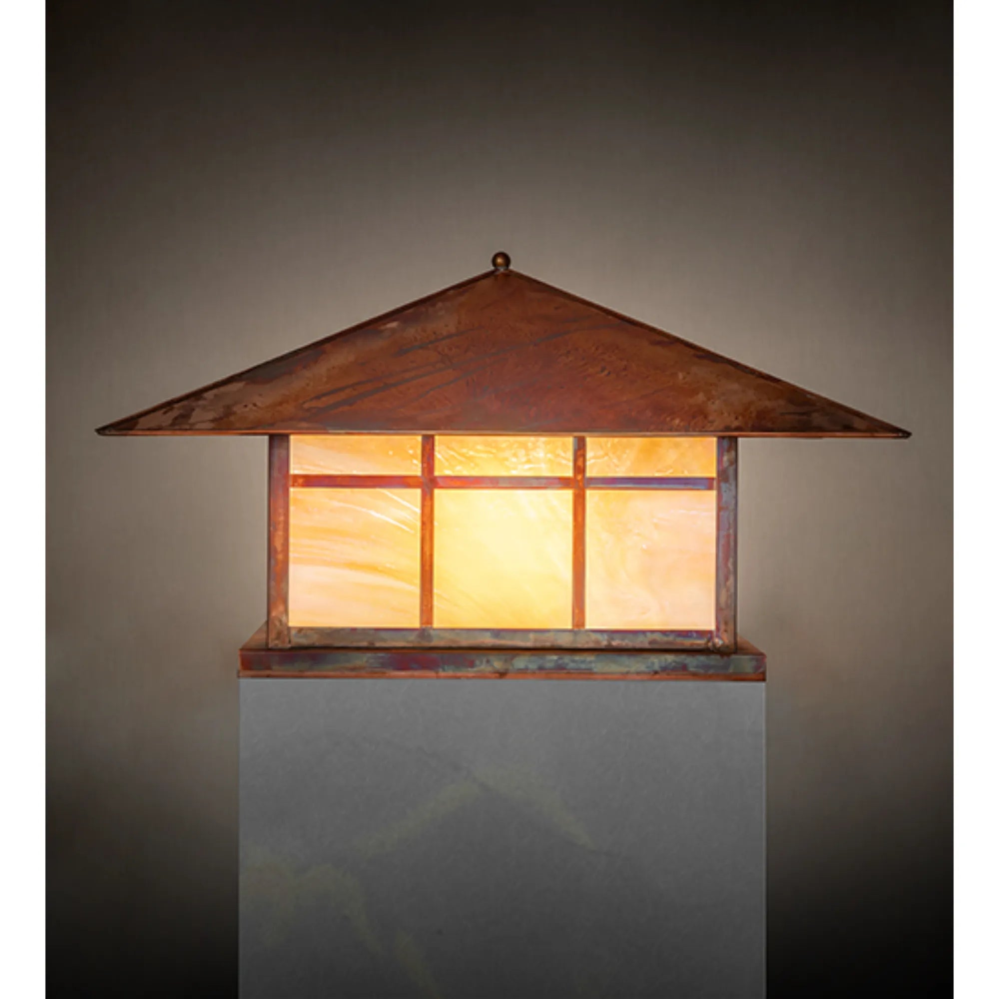 28" Square Seneca Double Bar Mission Pier Mount – Vintage Copper – Wet-Rated – Meyda Lighting