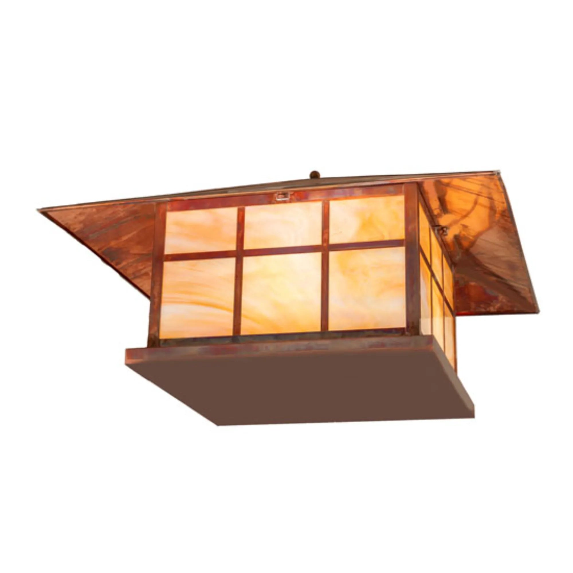 28" Square Seneca Double Bar Mission Pier Mount – Vintage Copper – Wet-Rated – Meyda Lighting
