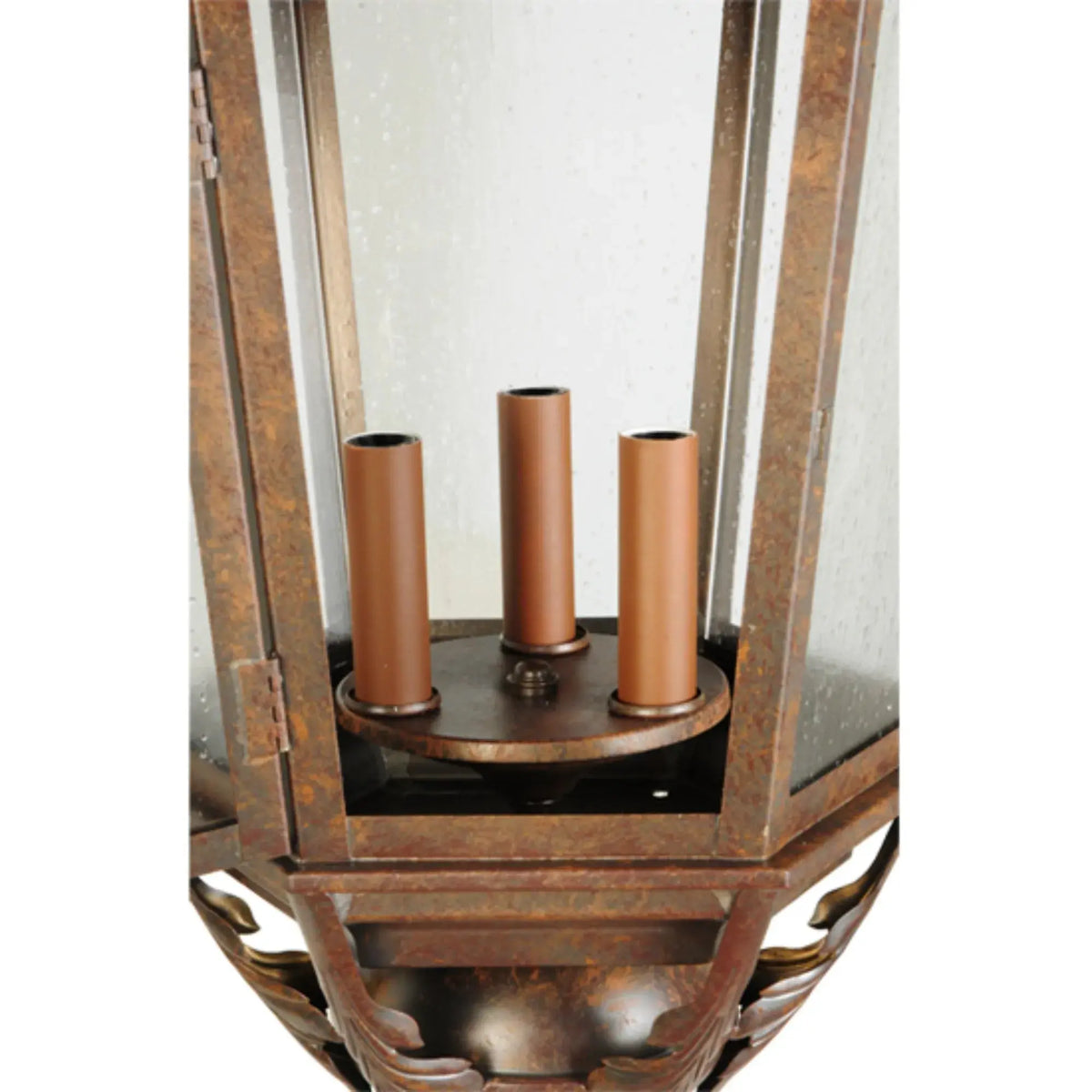 15"W Royan Lantern Pier Mount – Rusty Nail – Clear Seeded Glass – Wet-Rated – Meyda Lighting Meyda Lighting