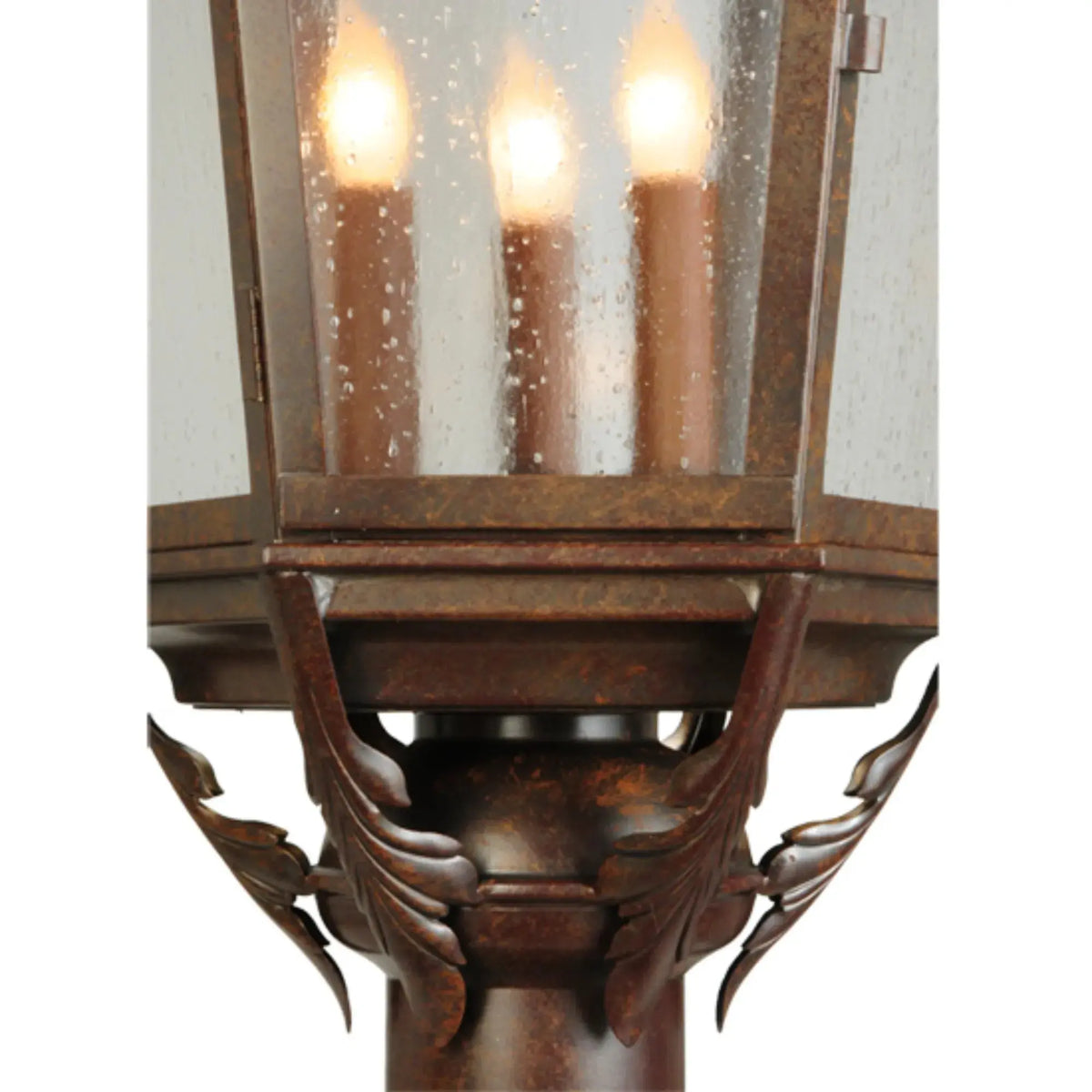15"W Royan Lantern Pier Mount – Rusty Nail – Clear Seeded Glass – Wet-Rated – Meyda Lighting Meyda Lighting