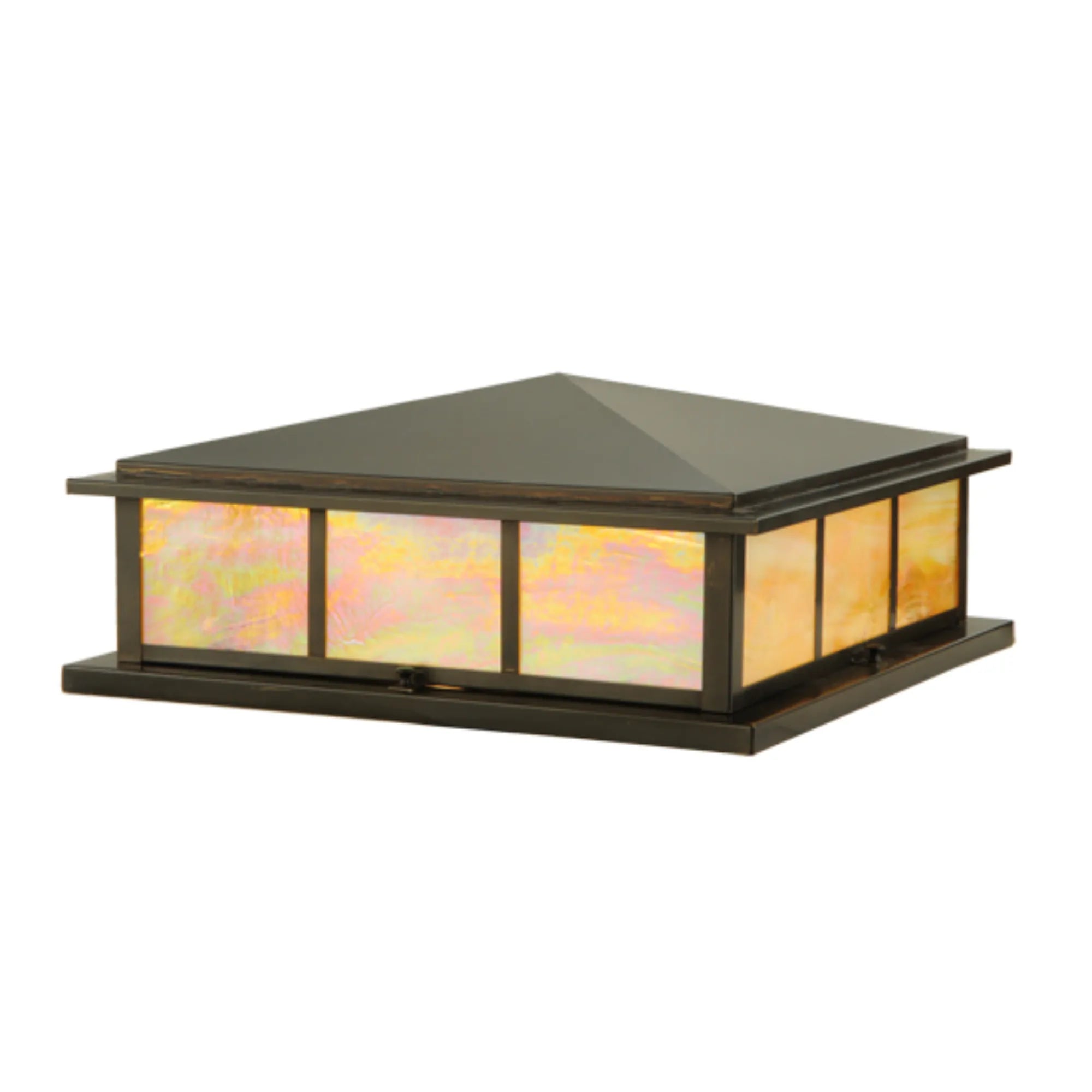 20"Sq Seneca Double Bar Mission Pier Mount – Craftsman Brown – Damp-Rated – Meyda Lighting
