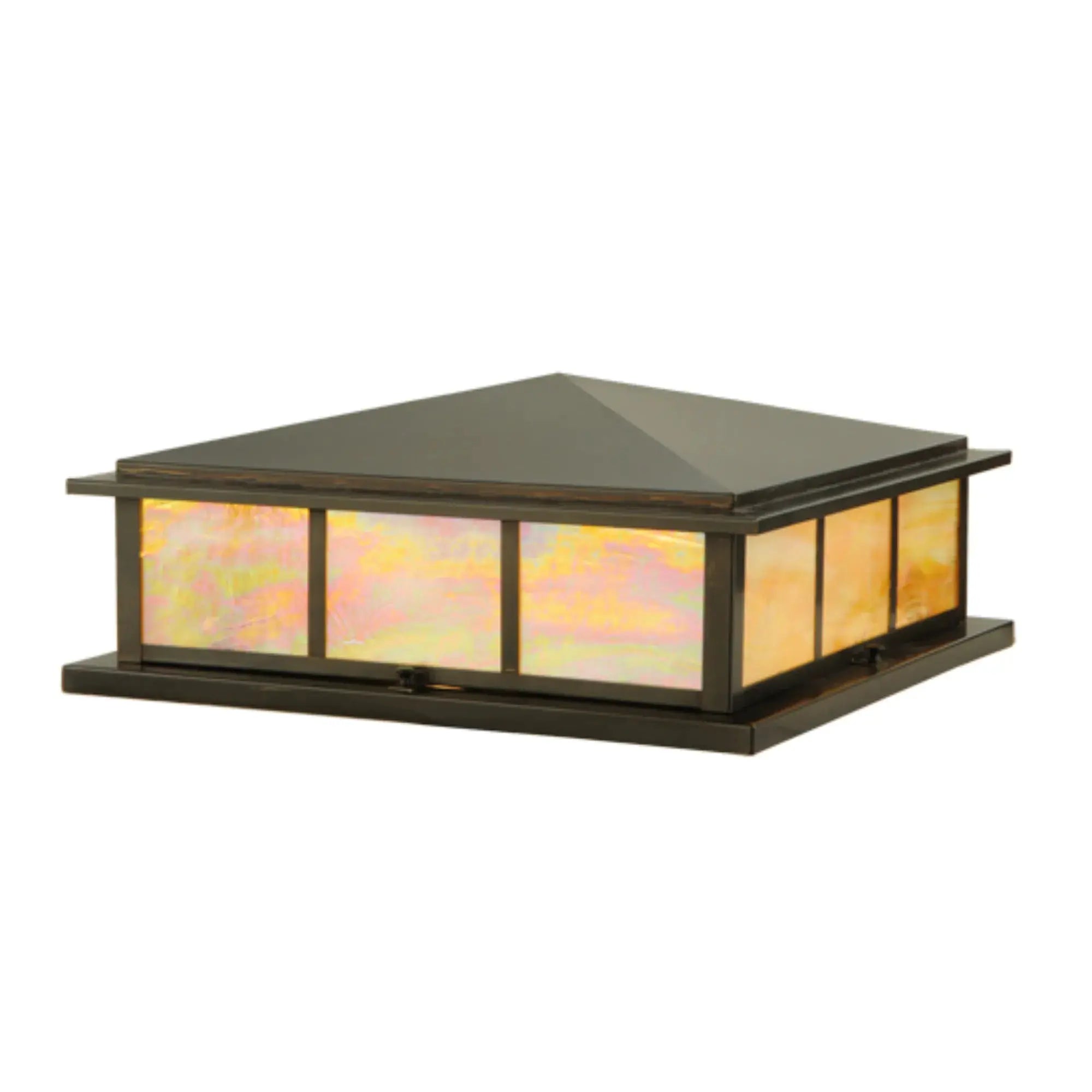 20"Sq Seneca Double Bar Mission Pier Mount – Craftsman Brown – Damp-Rated – Meyda Lighting Meyda Lighting
