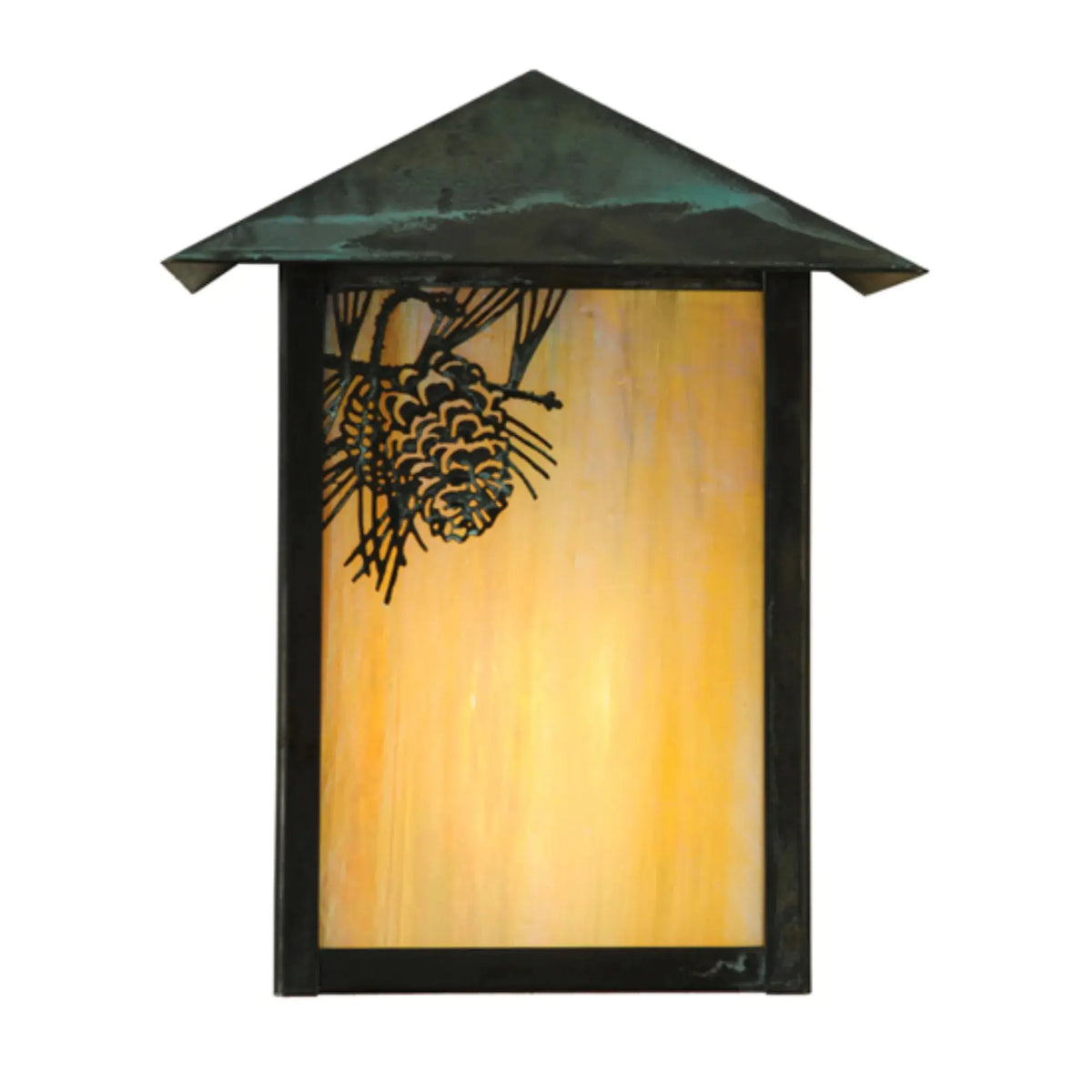 6.5" Wide Seneca Winter Pine Wall Sconce – Verdigris – Wet-Rated – Meyda Lighting Meyda Lighting