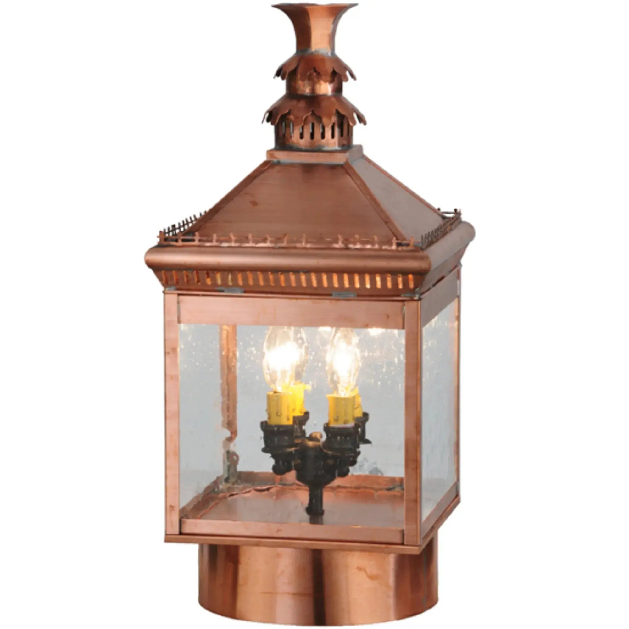 10"Sq Locke Post Mount – Raw Copper – Clear Seeded Glass – Wet-Rated – Meyda Lighting Meyda Lighting
