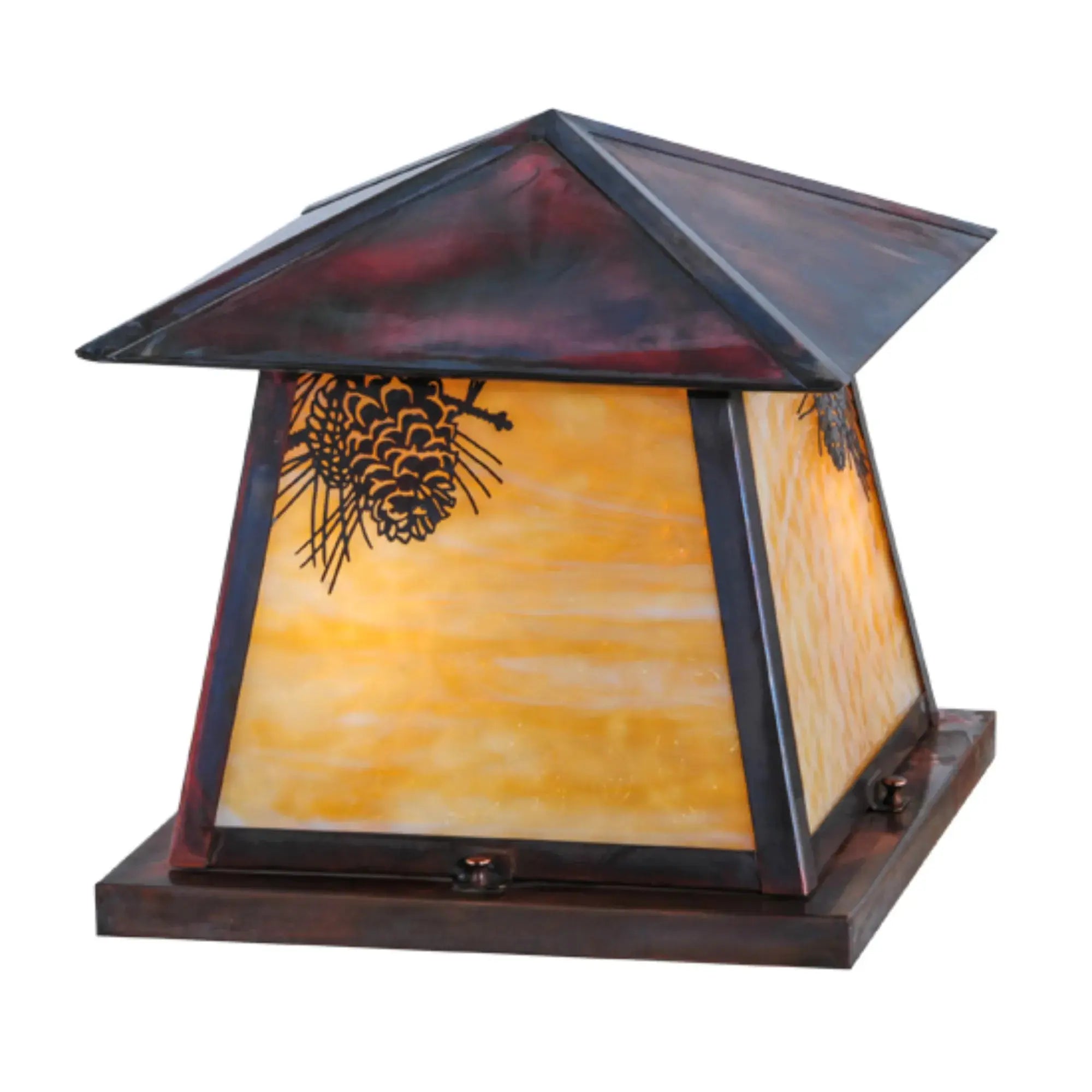 14"Sq Stillwater Winter Pine Pier Mount – Vintage Copper – Damp-Rated – Meyda Lighting Meyda Lighting