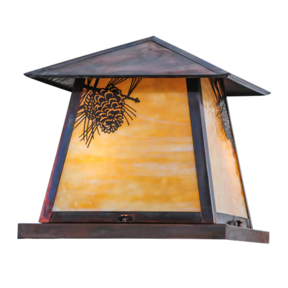 14"Sq Stillwater Winter Pine Pier Mount – Vintage Copper – Damp-Rated – Meyda Lighting Meyda Lighting