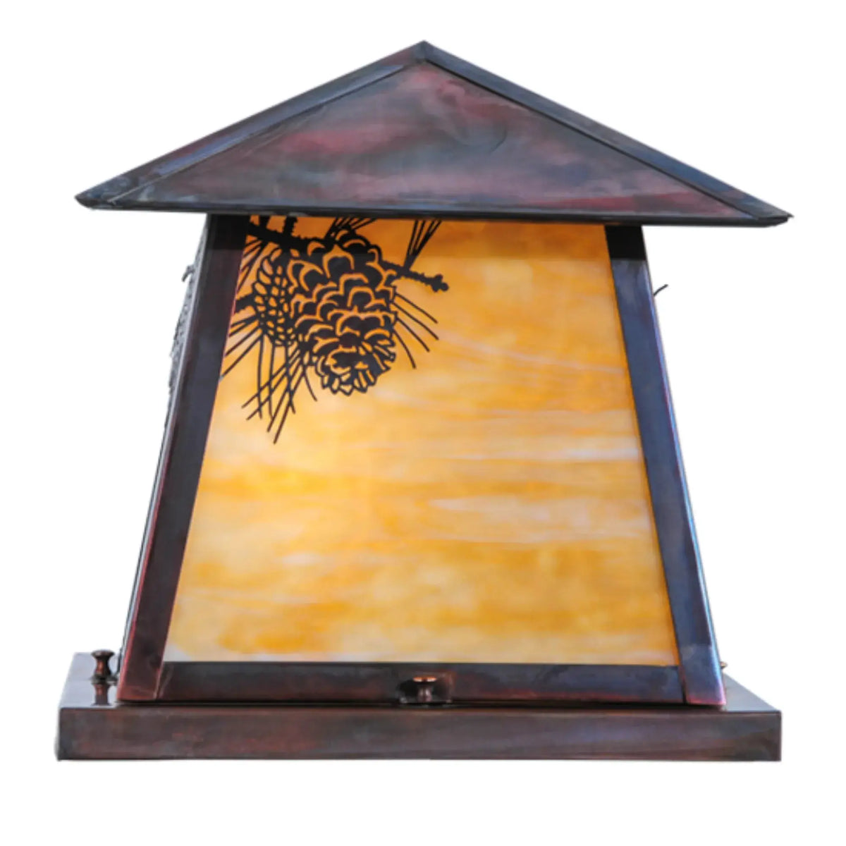 14"Sq Stillwater Winter Pine Pier Mount – Vintage Copper – Damp-Rated – Meyda Lighting Meyda Lighting