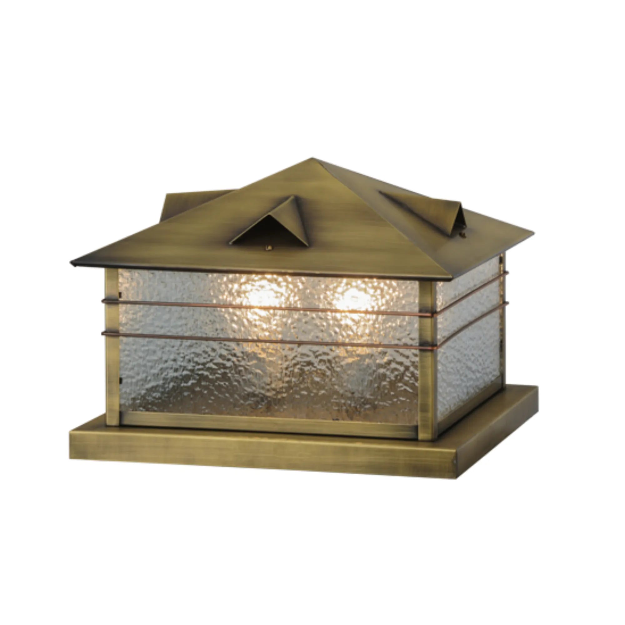 14"Sq Clinton Arrowhead Pier Mount – Antique Brass – Wet-Rated – Meyda Lighting