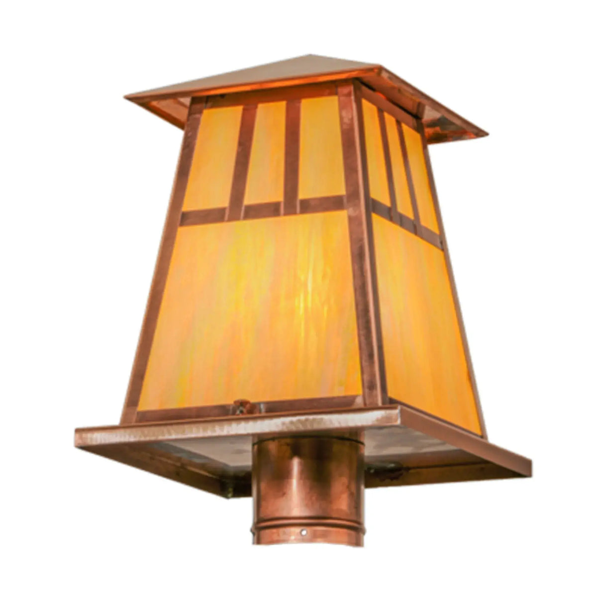 10"Sq Stillwater Double Bar Mission Post Mount – Natural Copper – Wet-Rated – Meyda Lighting Meyda Lighting