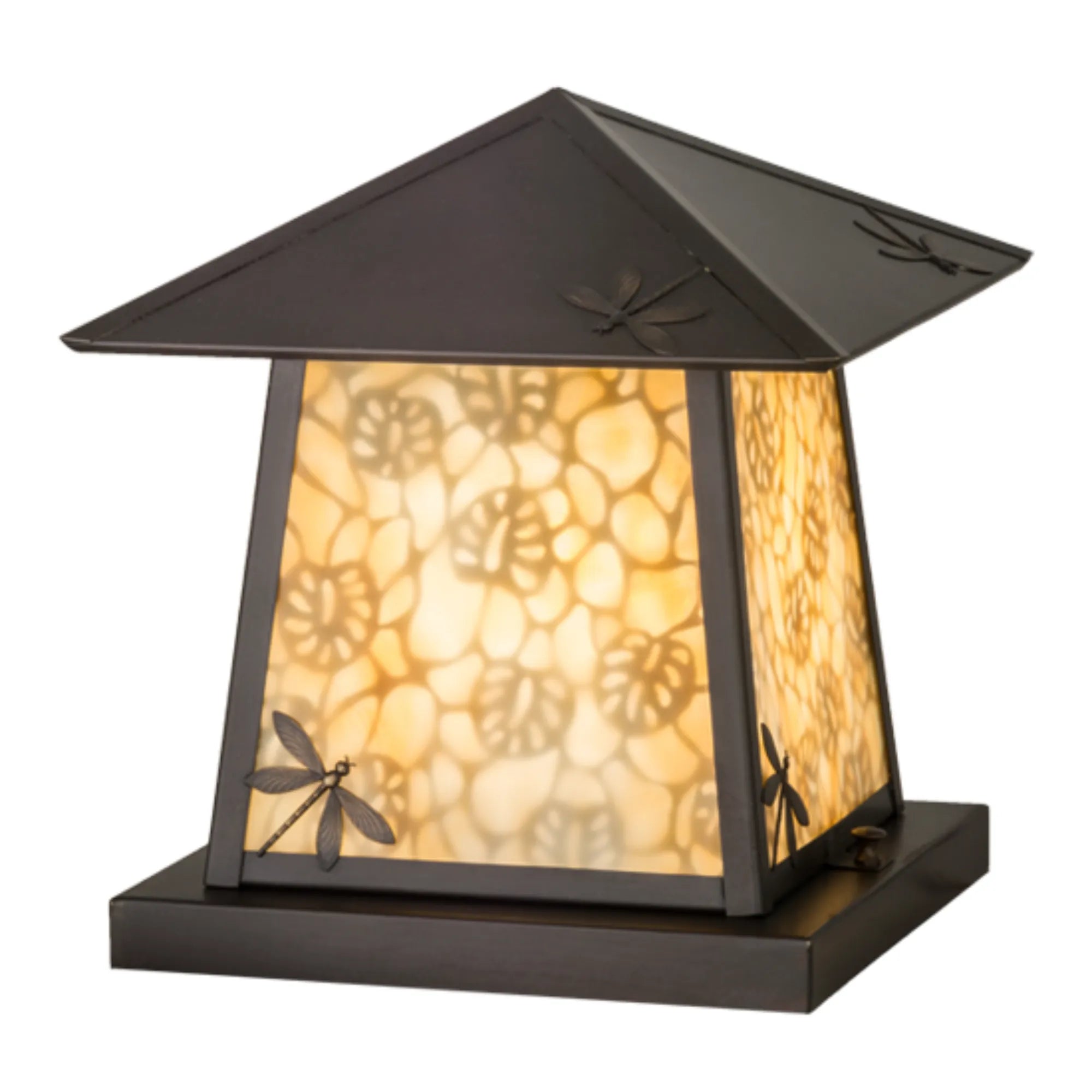 11"Sq Stillwater Dragonfly Pier Mount – Craftsman brown – Wet-Rated – Meyda Lighting