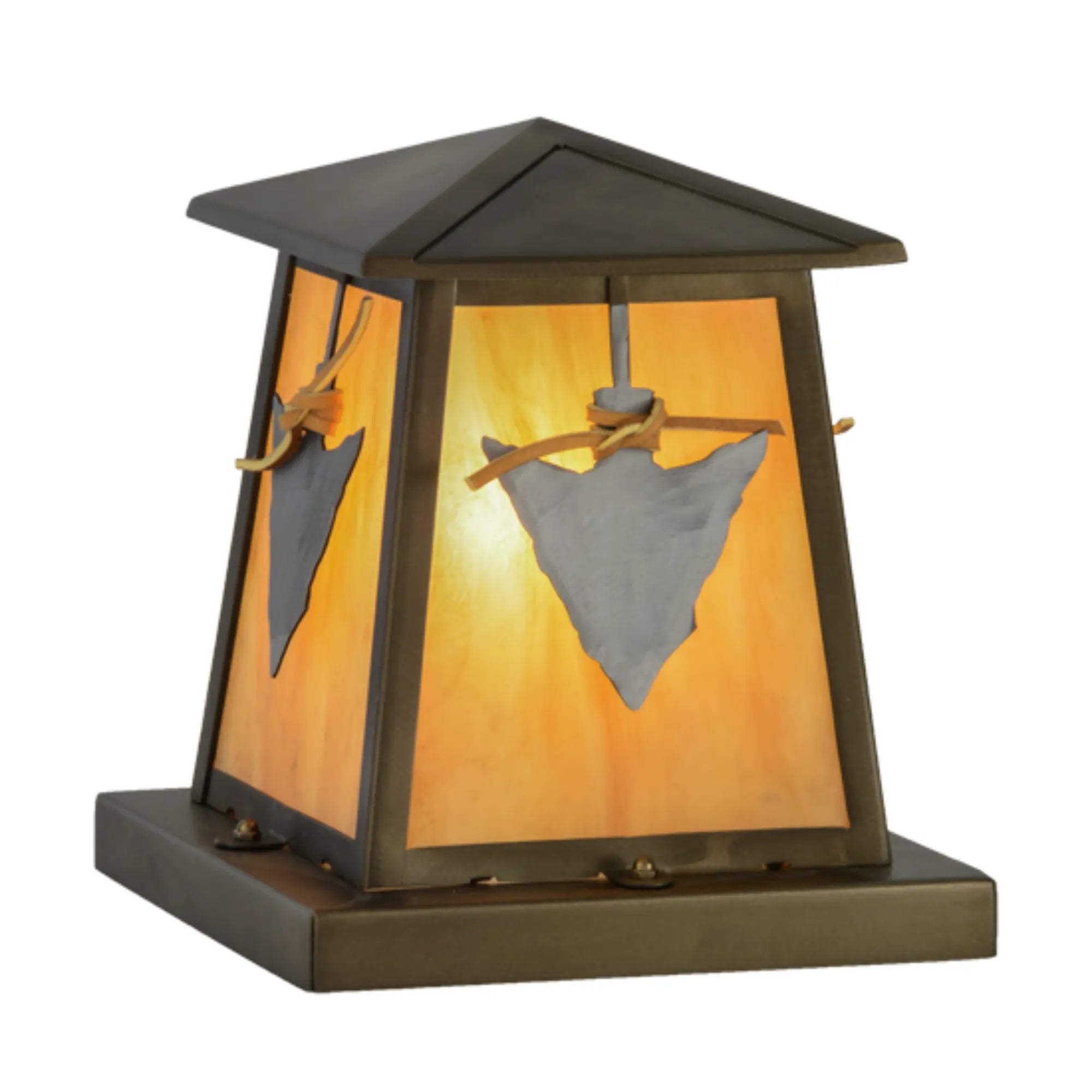 9"Sq Arrowhead Pier Mount – Antique Copper – Ambra Siena Acrylic – Wet-Rated – Meyda Lighting