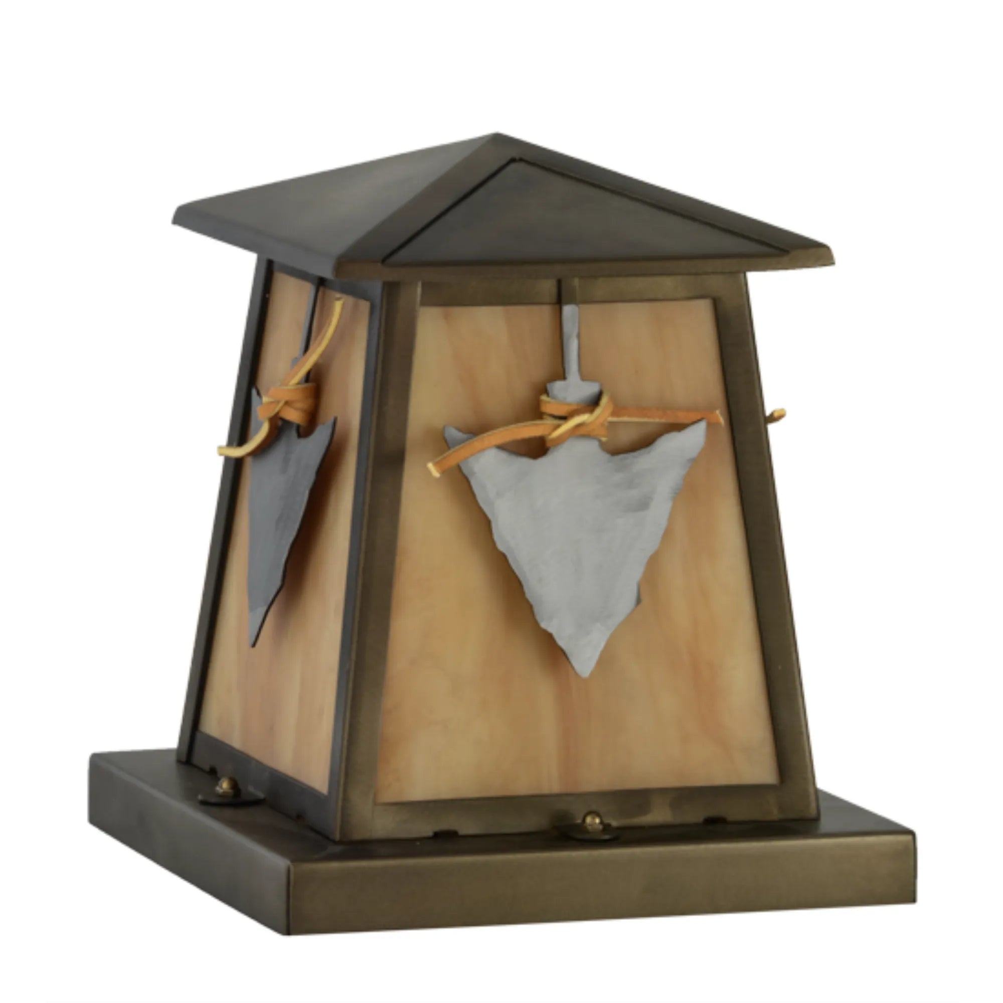9"Sq Arrowhead Pier Mount – Antique Copper – Ambra Siena Acrylic – Wet-Rated – Meyda Lighting