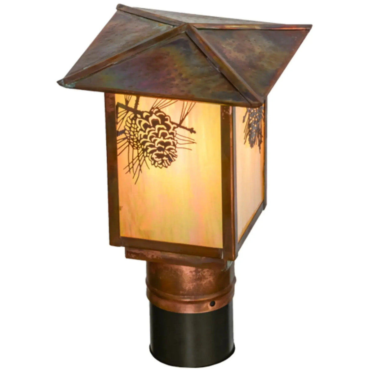 7"Sq Seneca Winter Pine Post Mount – Vintage Copper – Wet-Rated – Meyda Lighting Meyda Lighting