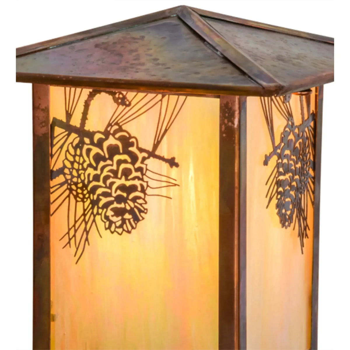 7"Sq Seneca Winter Pine Post Mount – Vintage Copper – Wet-Rated – Meyda Lighting Meyda Lighting