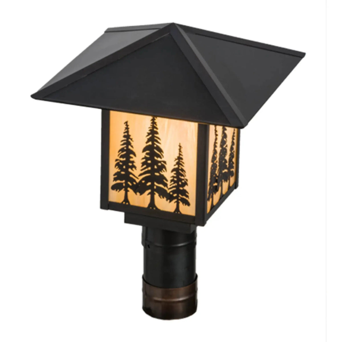 12"Sq Seneca Tall Pines Post Mount – Craftsman Brown – Wet-Rated – Meyda Lighting Meyda Lighting