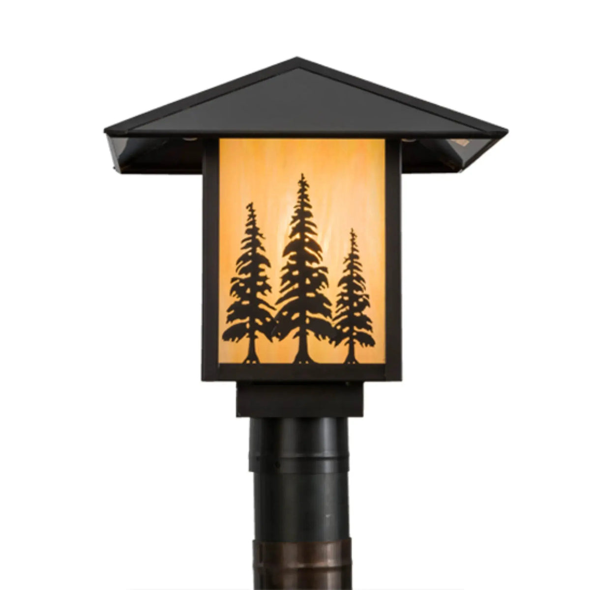 12"Sq Seneca Tall Pines Post Mount – Craftsman Brown – Wet-Rated – Meyda Lighting Meyda Lighting