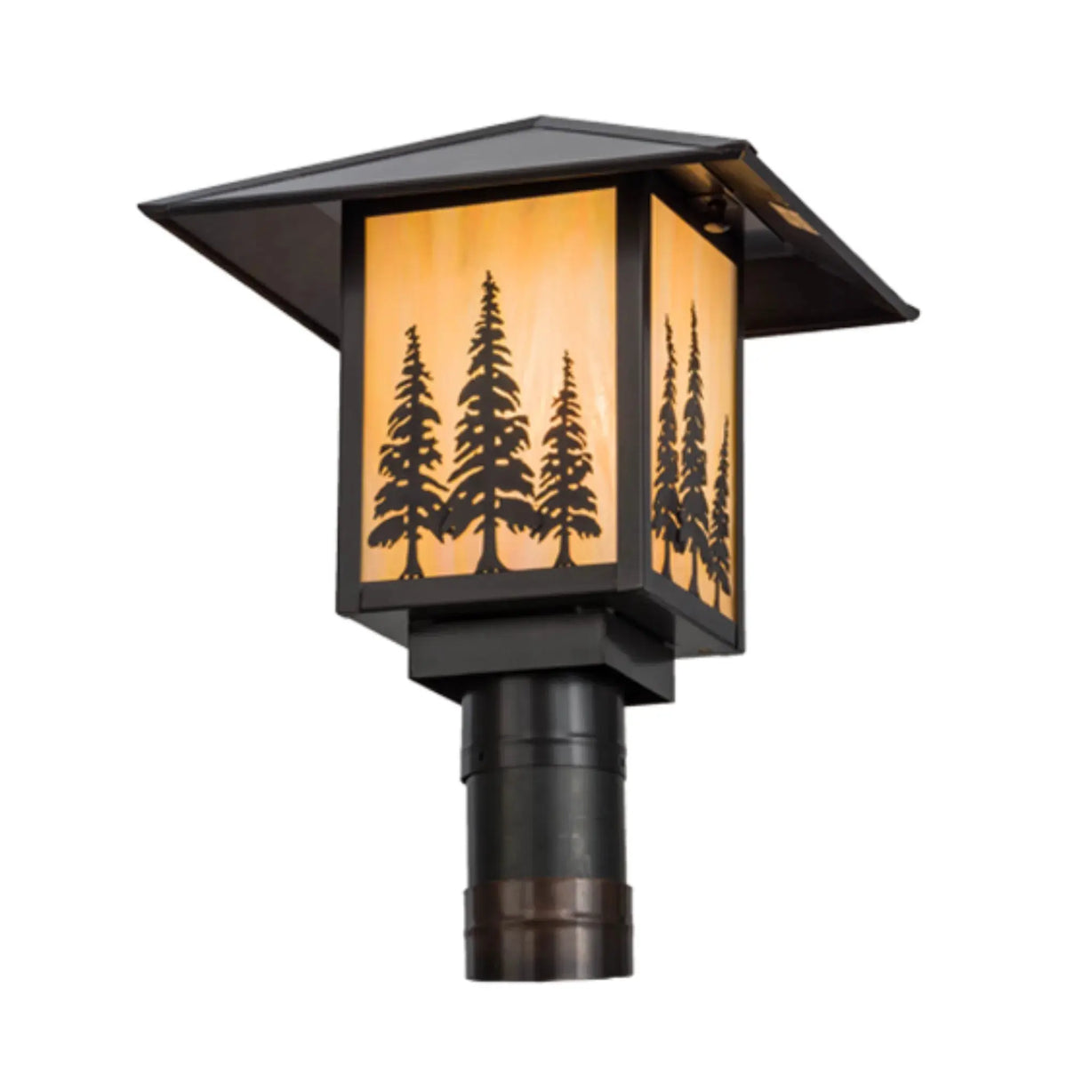 12"Sq Seneca Tall Pines Post Mount – Craftsman Brown – Wet-Rated – Meyda Lighting Meyda Lighting