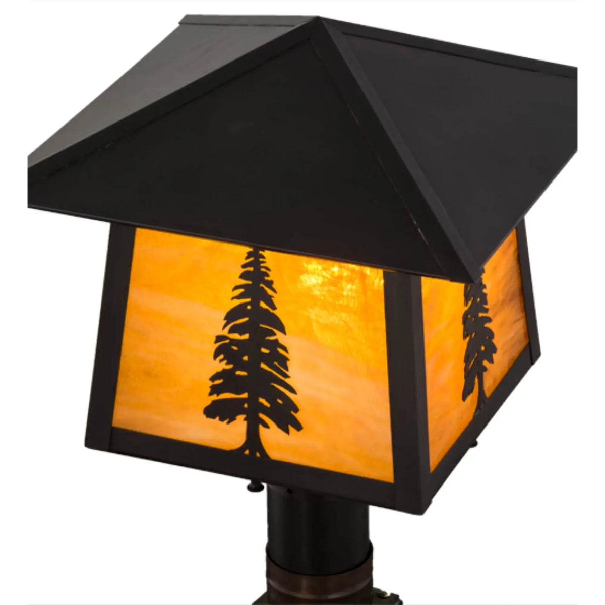 14"Sq Stillwater Tall Pine Post Mount – Craftsman Brown – Wet-Rated – Meyda Lighting Meyda Lighting