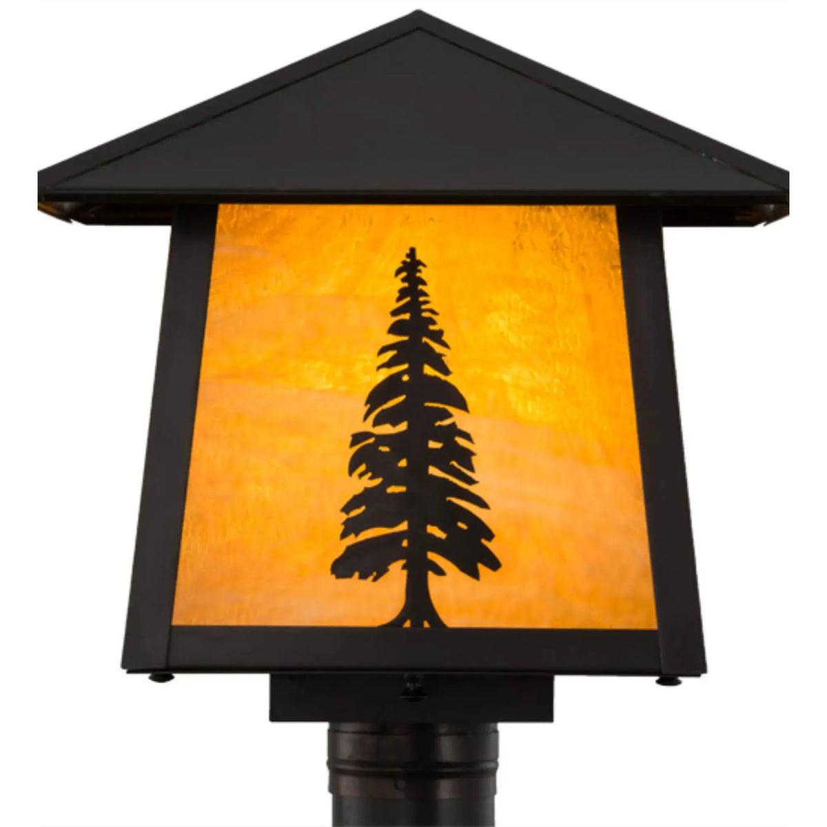 14"Sq Stillwater Tall Pine Post Mount – Craftsman Brown – Wet-Rated – Meyda Lighting Meyda Lighting