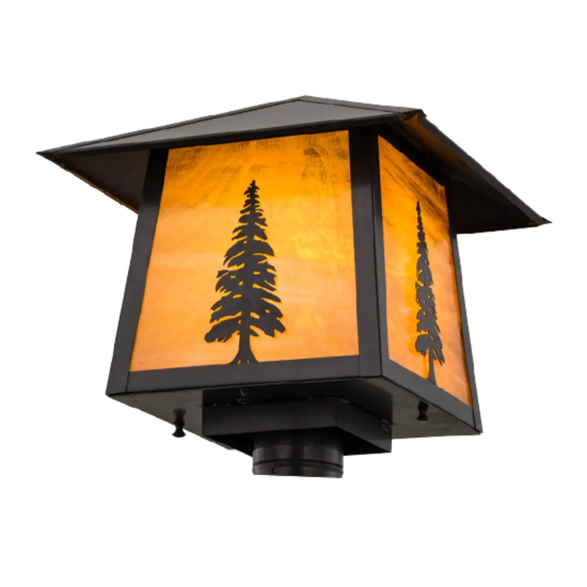 14"Sq Stillwater Tall Pine Post Mount – Craftsman Brown – Wet-Rated – Meyda Lighting Meyda Lighting