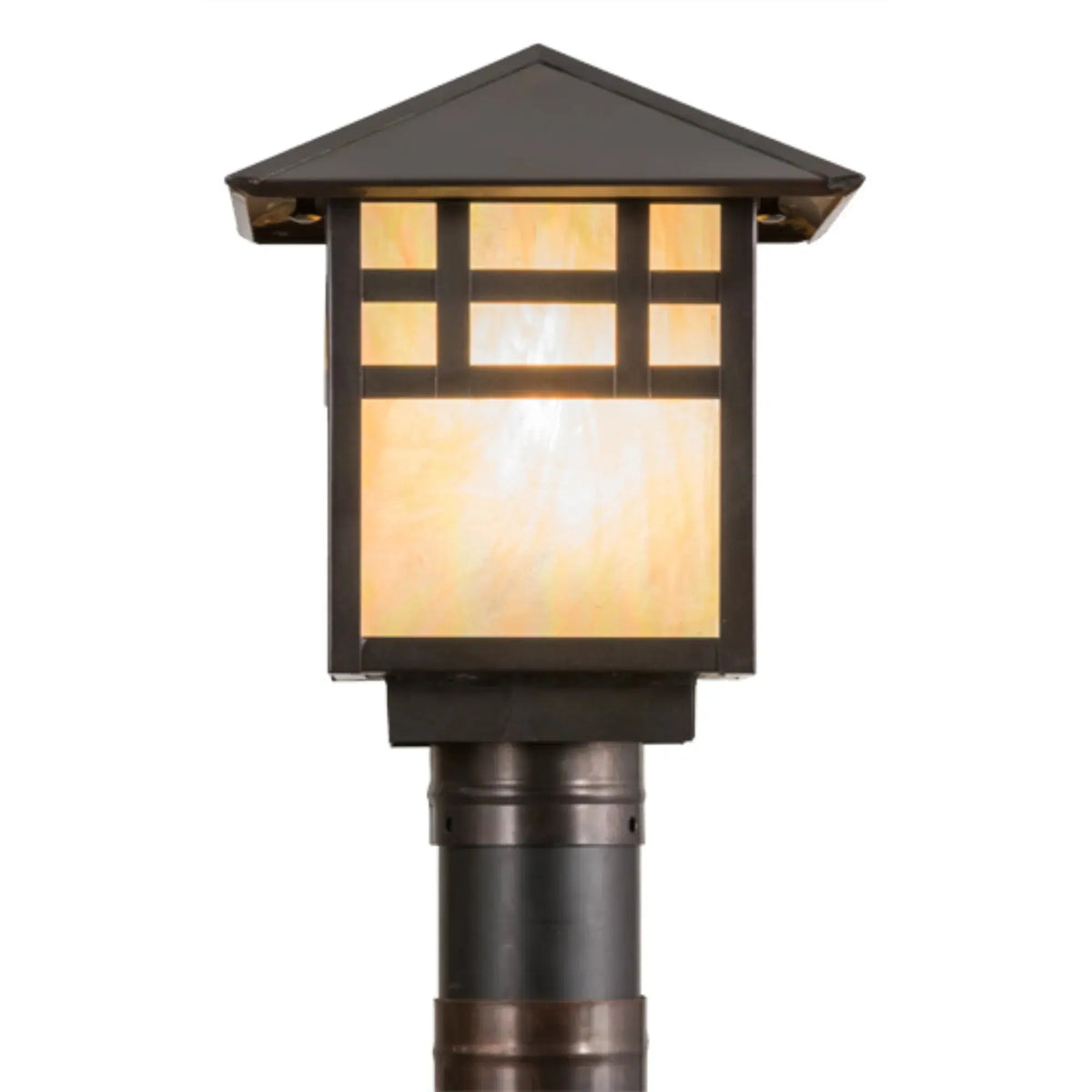 9"Sq Seneca Window Pane Post Mount – Craftsman Brown – Wet-Rated – Meyda Lighting Meyda Lighting