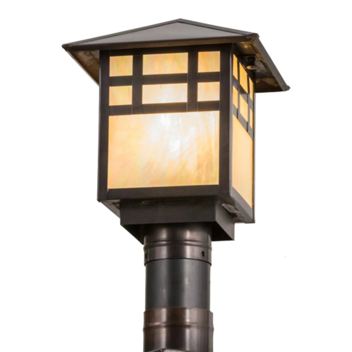9"Sq Seneca Window Pane Post Mount – Craftsman Brown – Wet-Rated – Meyda Lighting Meyda Lighting