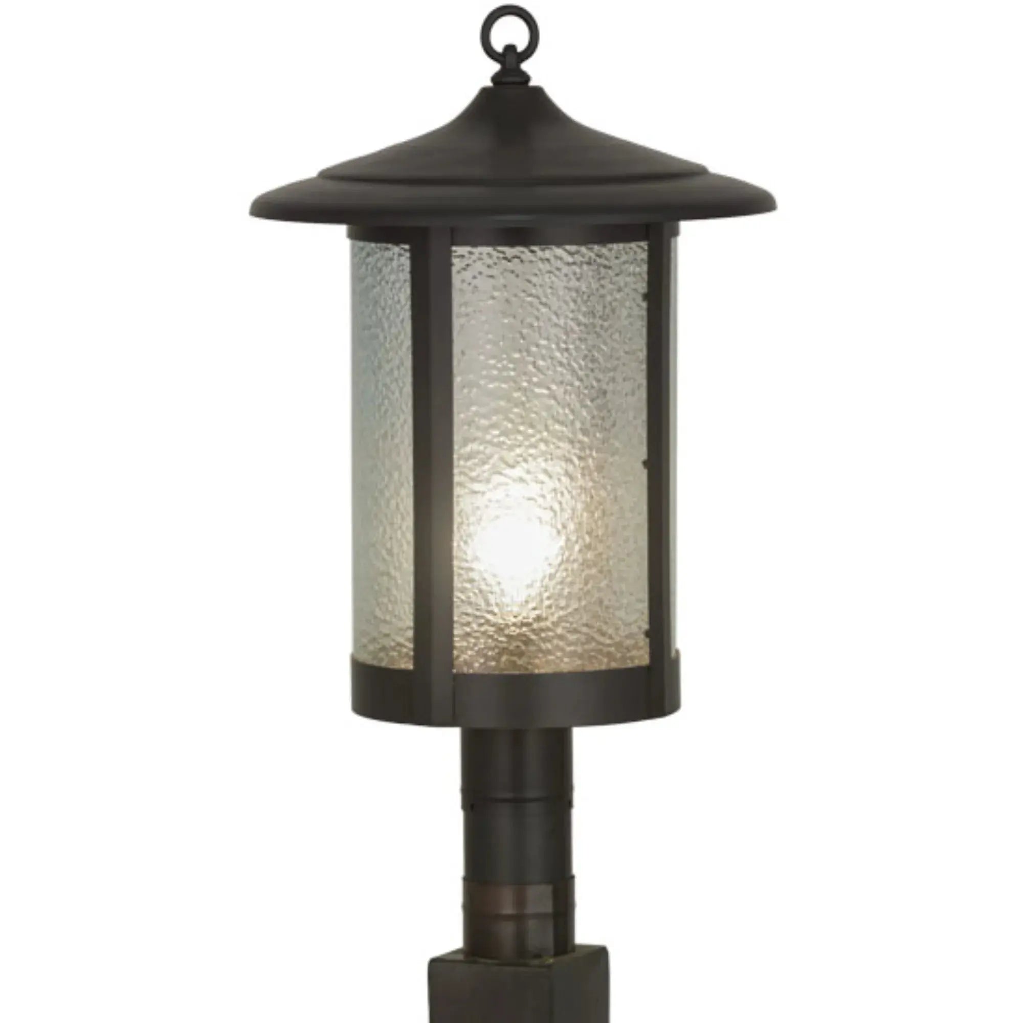 15"W Fulton Prime Post Mount – Craftsman Brown – Clear Granite Glass – Wet-Rated – Meyda Lighting Meyda Lighting