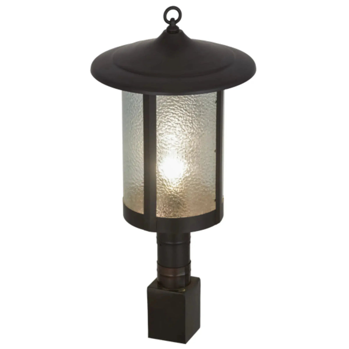15"W Fulton Prime Post Mount – Craftsman Brown – Clear Granite Glass – Wet-Rated – Meyda Lighting Meyda Lighting