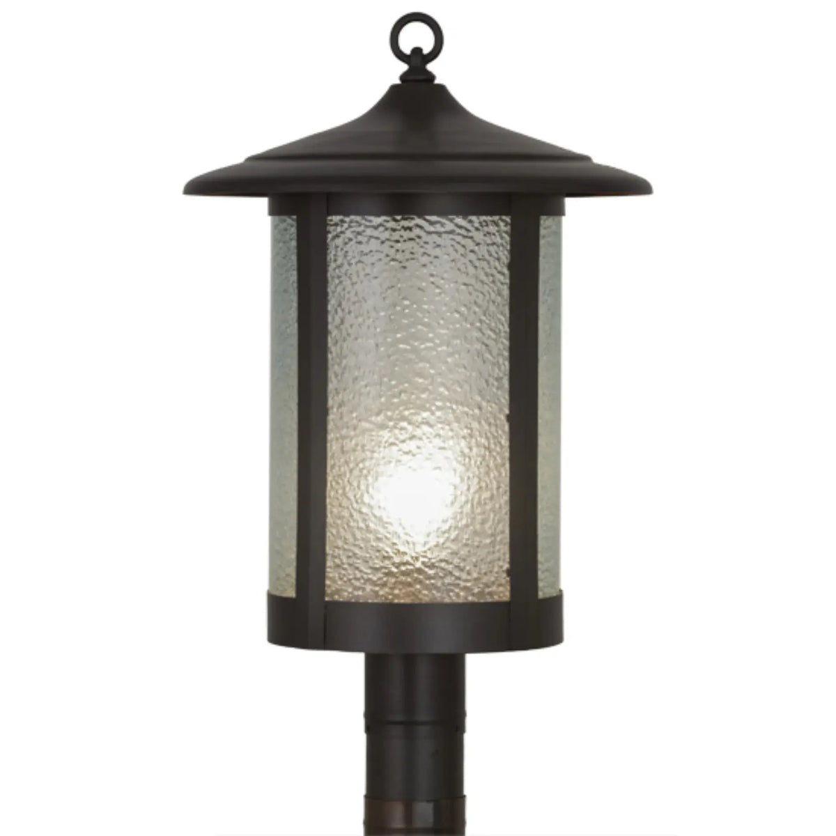 15"W Fulton Prime Post Mount – Craftsman Brown – Clear Granite Glass – Wet-Rated – Meyda Lighting Meyda Lighting