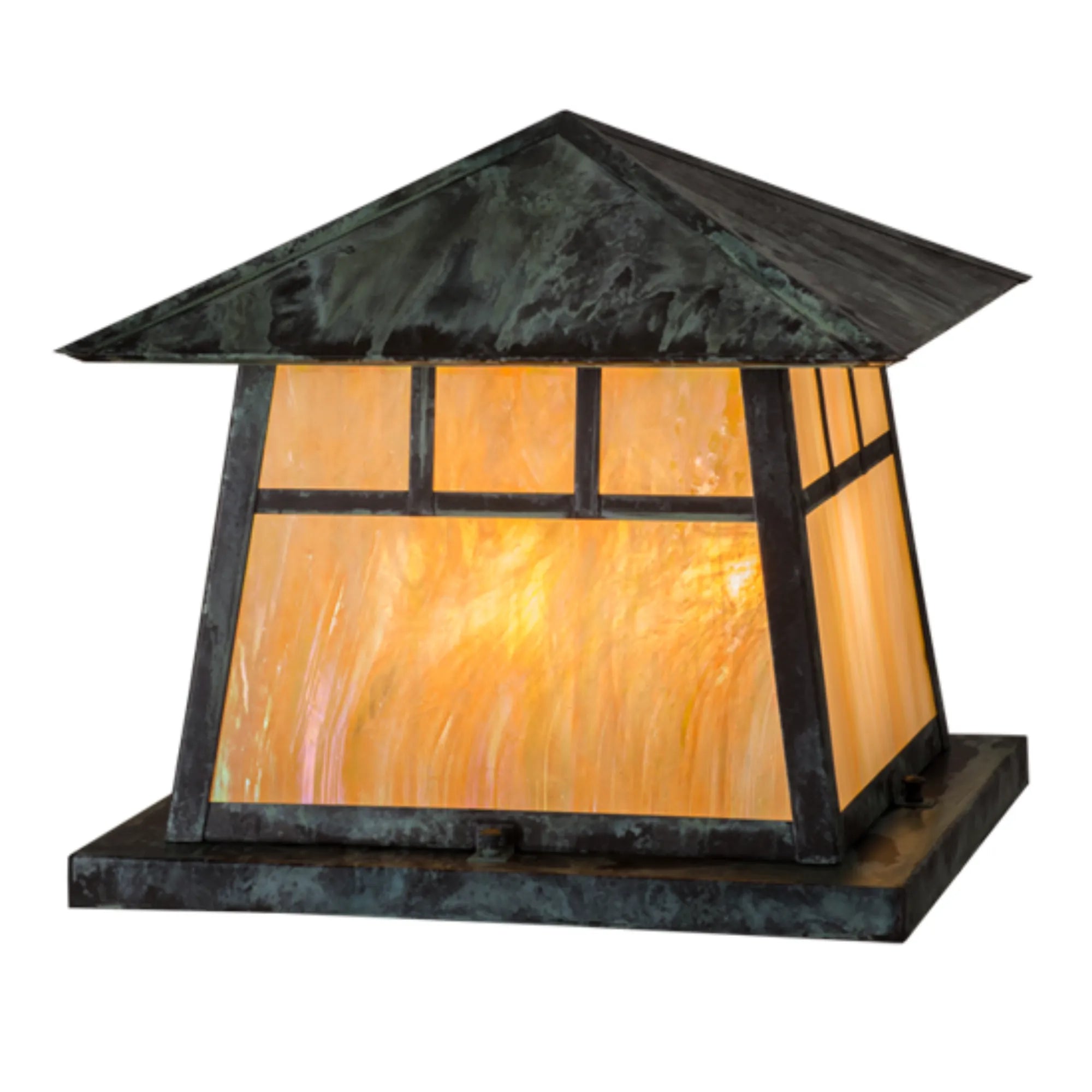 16"Sq Stillwater Double Bar Mission Pier Mount – Verdigris – Wet-Rated – Meyda Lighting