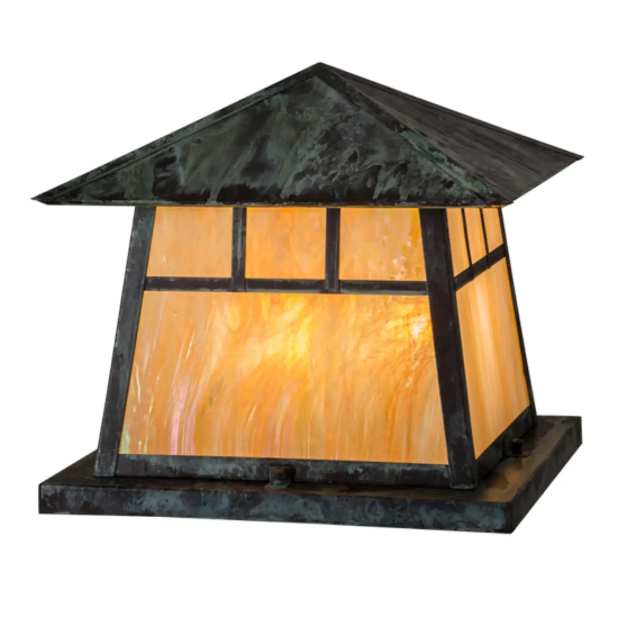16"Sq Stillwater Double Bar Mission Pier Mount – Verdigris – Wet-Rated – Meyda Lighting Meyda Lighting