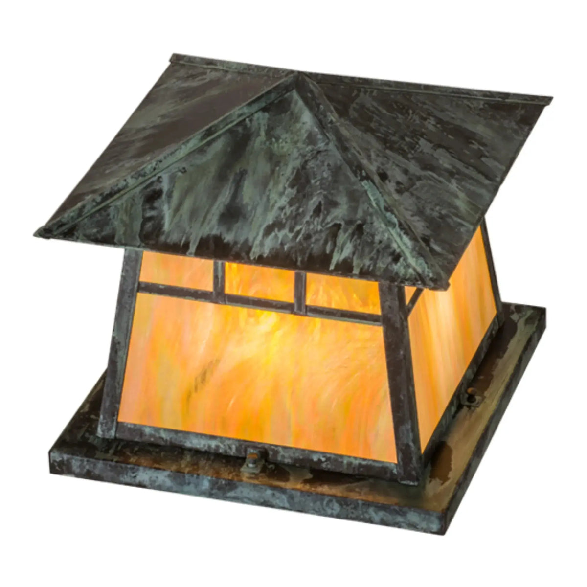 16"Sq Stillwater Double Bar Mission Pier Mount – Verdigris – Wet-Rated – Meyda Lighting Meyda Lighting