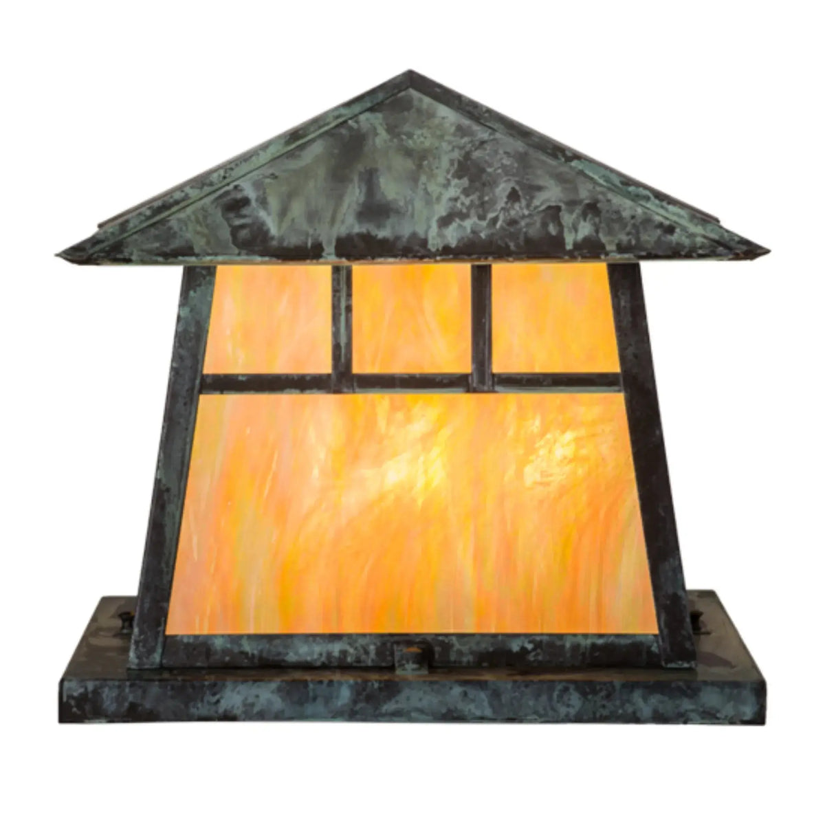 16"Sq Stillwater Double Bar Mission Pier Mount – Verdigris – Wet-Rated – Meyda Lighting Meyda Lighting