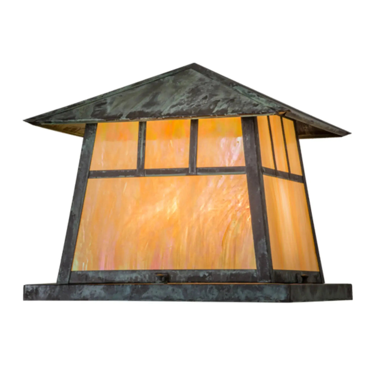 16"Sq Stillwater Double Bar Mission Pier Mount – Verdigris – Wet-Rated – Meyda Lighting Meyda Lighting