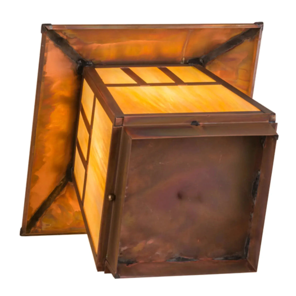12"Sq Stillwater Double Bar Mission Deck Light – Vintage Copper – Wet-Rated – Meyda Lighting Meyda Lighting