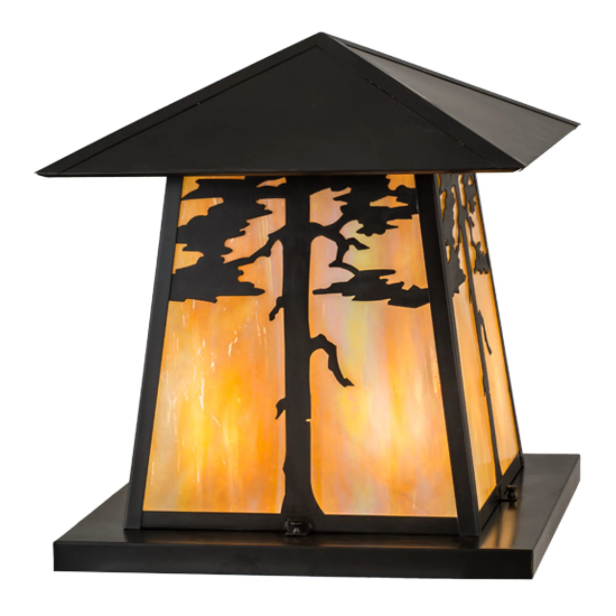 20"Sq Stillwater Tamarack Pier Mount – Craftsman Brown – Wet-Rated – Meyda Lighting