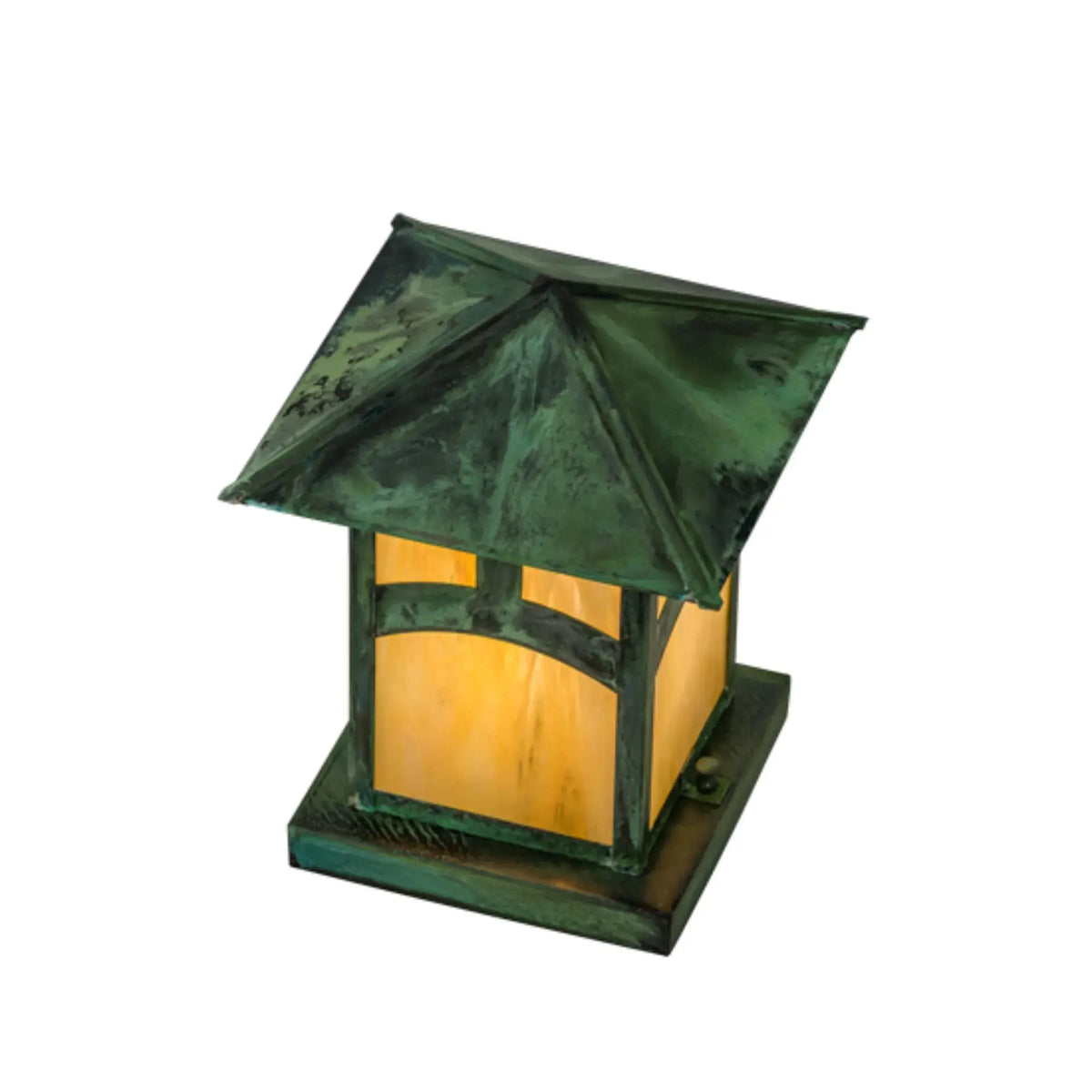 9"Sq Seneca Hill Top Pier Mount – Verde – Beige Iridescent Art Glass – Wet-Rated – Meyda Lighting Meyda Lighting