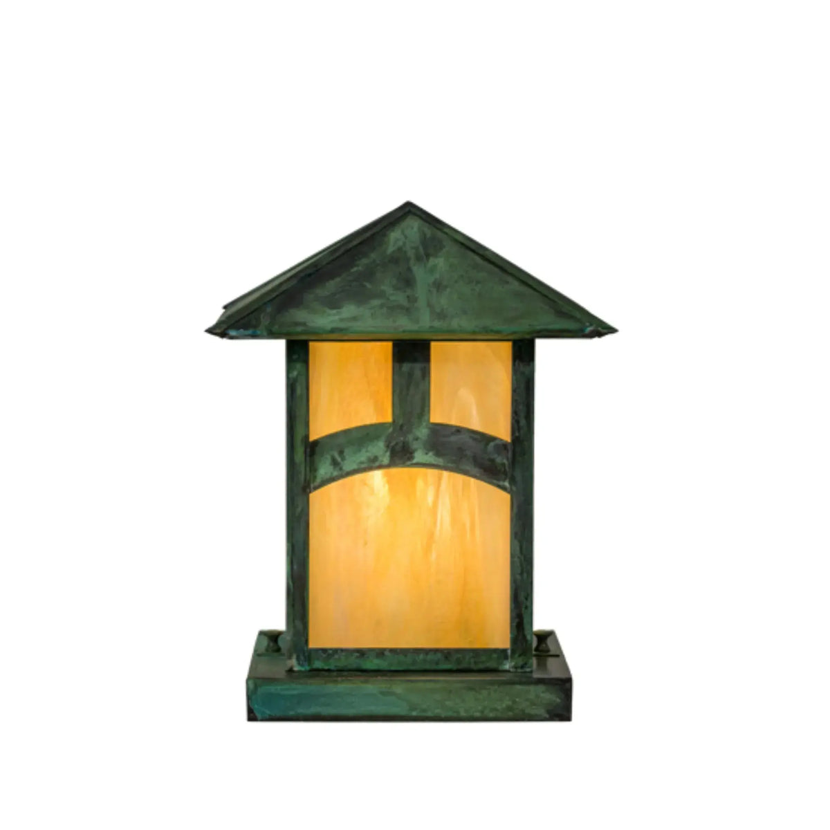 9"Sq Seneca Hill Top Pier Mount – Verde – Beige Iridescent Art Glass – Wet-Rated – Meyda Lighting Meyda Lighting