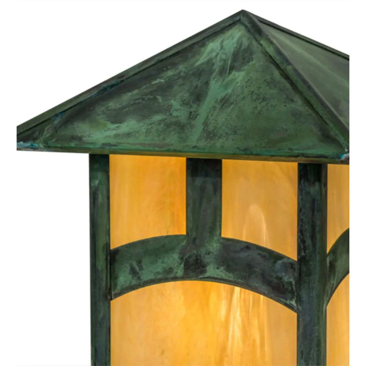 9"Sq Seneca Hill Top Pier Mount – Verde – Beige Iridescent Art Glass – Wet-Rated – Meyda Lighting Meyda Lighting