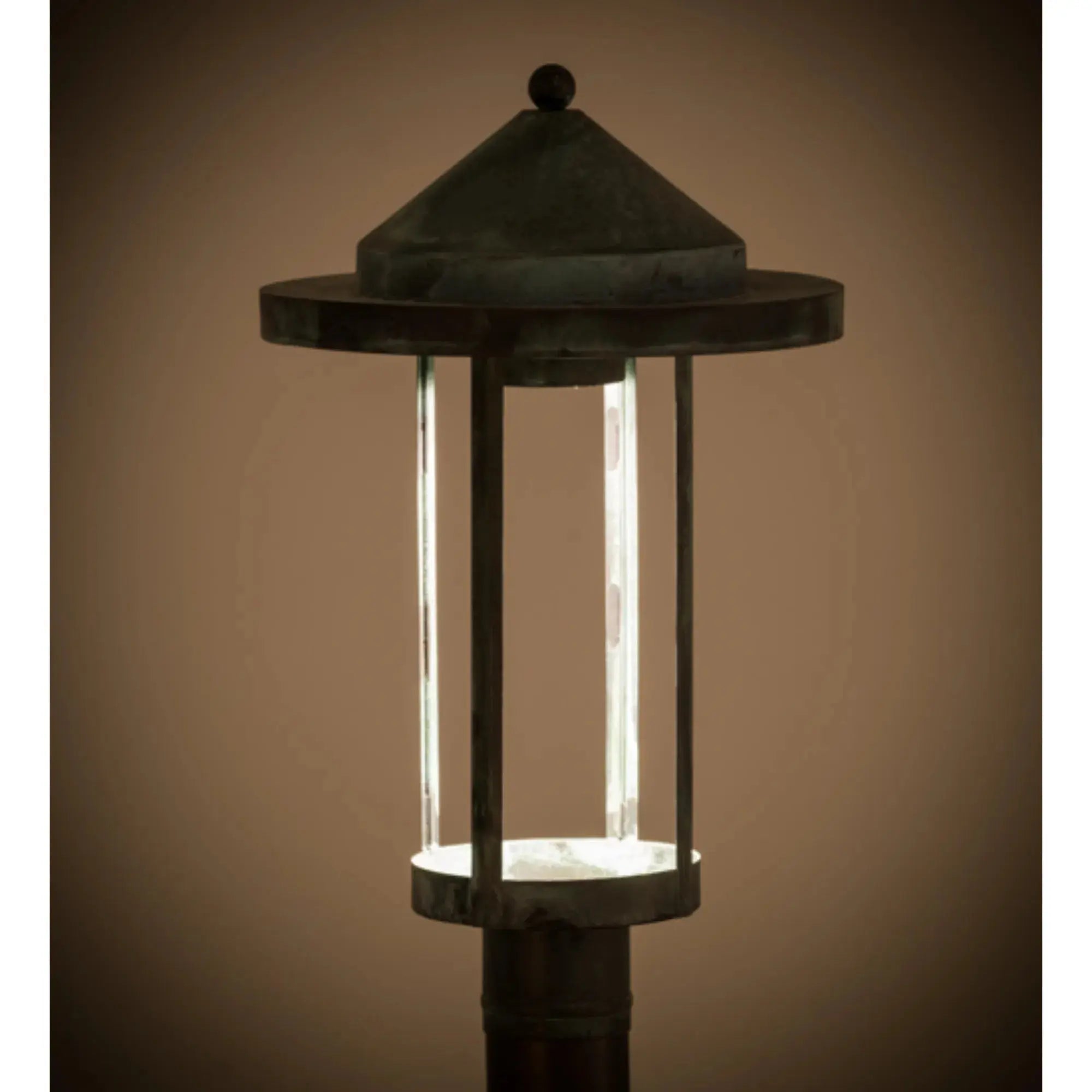 12" Wide Fulton Prime Post Mount – Craftsman Verdigris on Brass – Damp-Rated – Meyda Lighting Meyda Lighting
