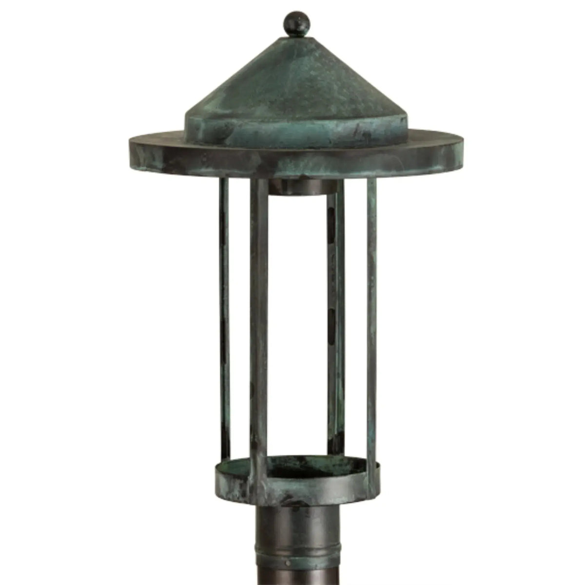 12" Wide Fulton Prime Post Mount – Craftsman Verdigris on Brass – Damp-Rated – Meyda Lighting Meyda Lighting