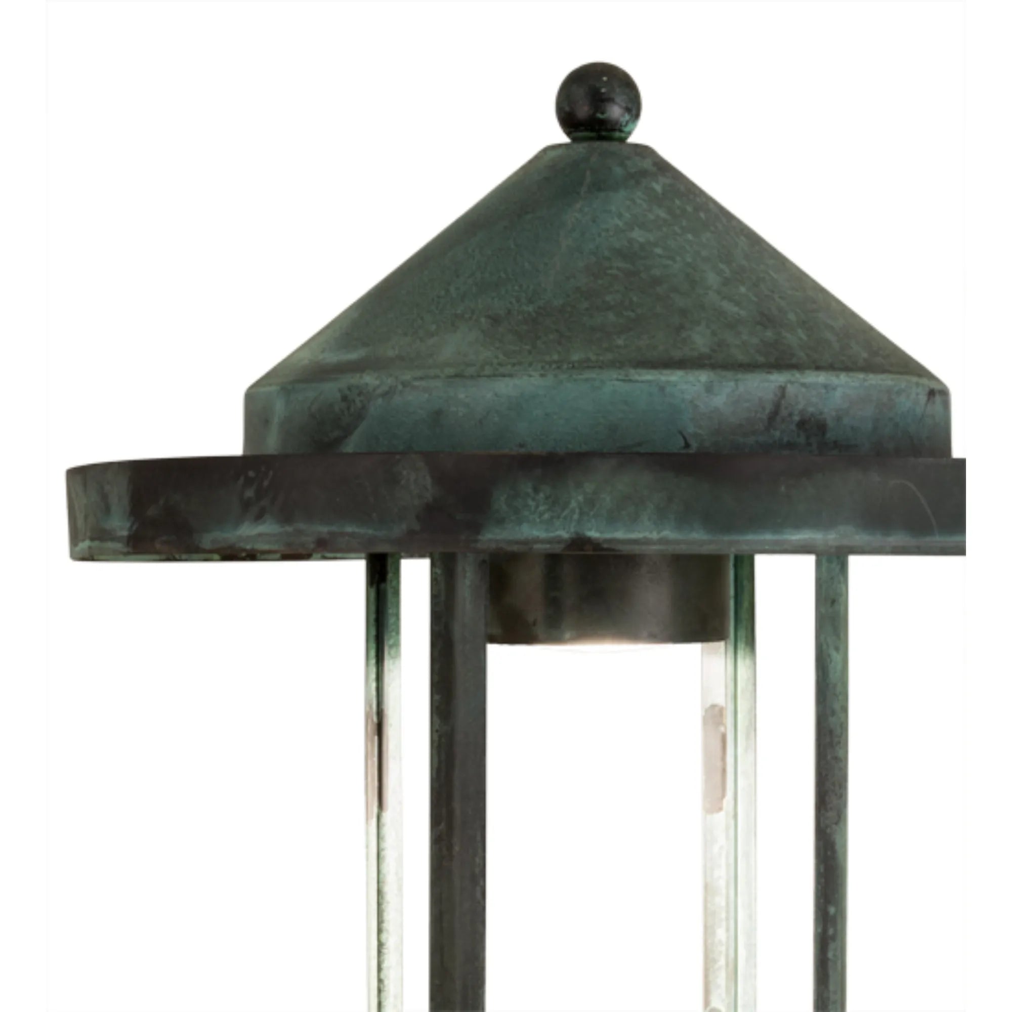 12" Wide Fulton Prime Post Mount – Craftsman Verdigris on Brass – Damp-Rated – Meyda Lighting